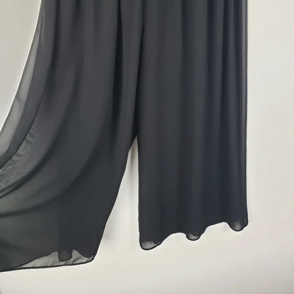 Patricia Moss Palazzo Pants Black Chiffon Pull On Wide Leg Evening Womens Size 6
